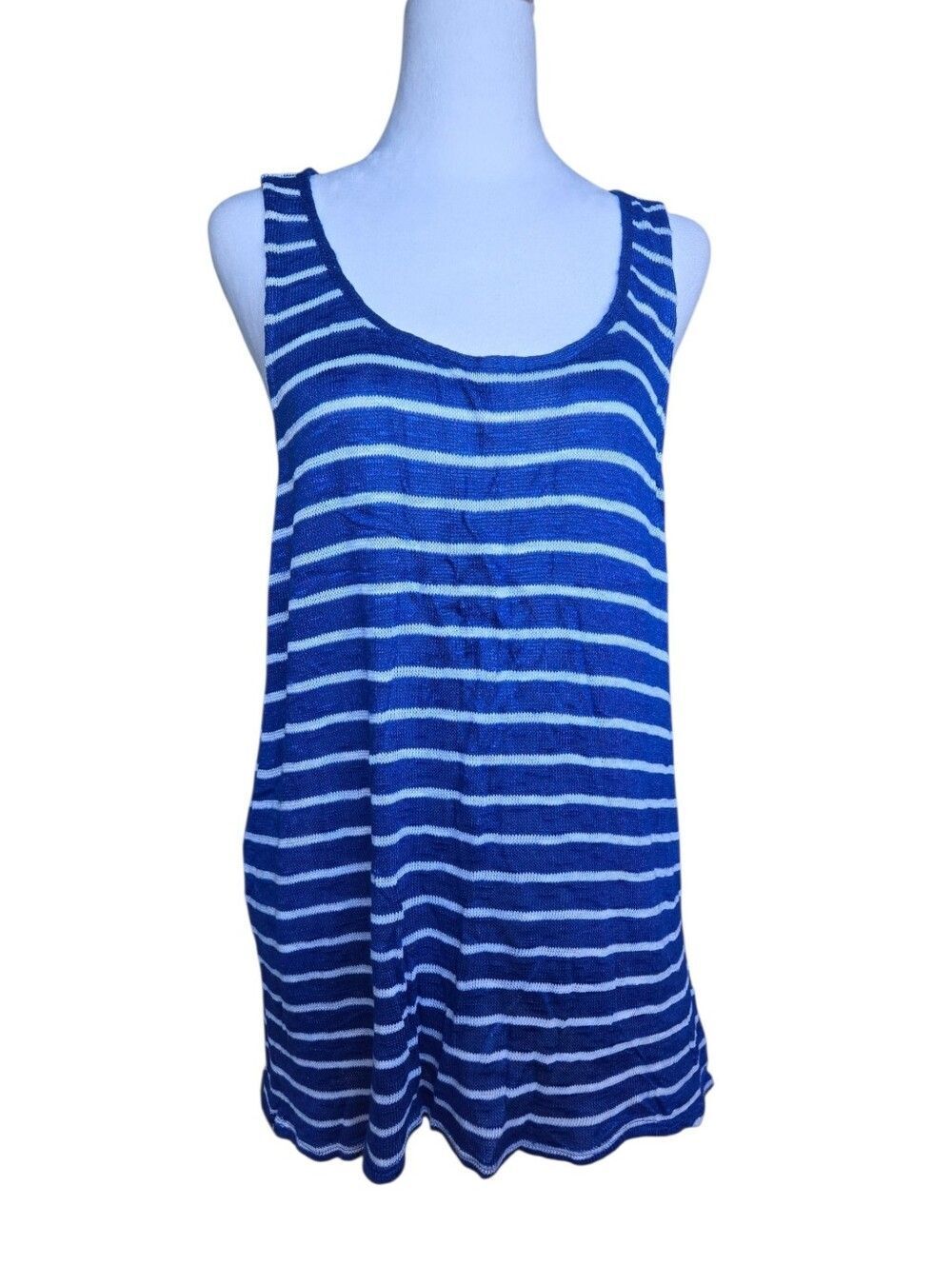 Torrid Women's PLUS Size 2 Blue/White Striped Open Back Sweater Tank Top